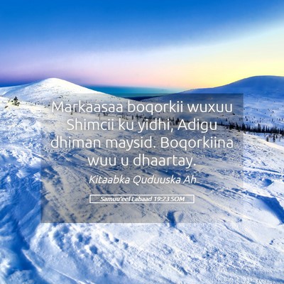 Picture 05 - Samuu'eel Labaad 19:23 SOM - Markaasaa boqorkii wuxuu Shimcii ku yidhi, Adigu - Bible Verse Picture