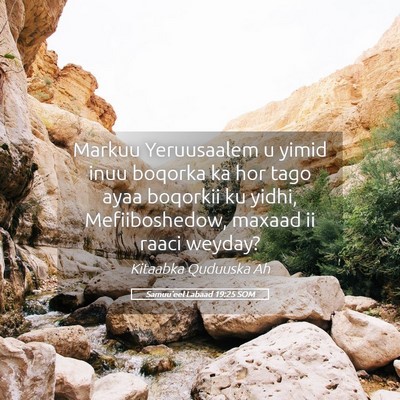 Picture 05 - Samuu'eel Labaad 19:25 SOM - Markuu Yeruusaalem u yimid inuu boqorka ka hor - Bible Verse Picture