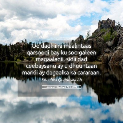 Picture 05 - Samuu'eel Labaad 19:3 SOM - Oo dadkiina maalintaas qarsoodi bay ku soo galeen - Bible Verse Picture