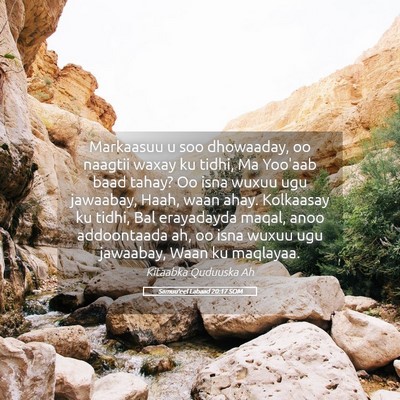 Picture 05 - Samuu'eel Labaad 20:17 SOM - Markaasuu u soo dhowaaday, oo naagtii waxay ku - Bible Verse Picture