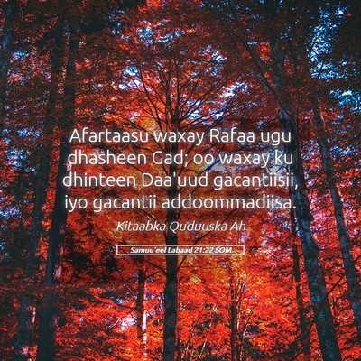 Picture 05 - Samuu'eel Labaad 21:22 SOM - Afartaasu waxay Rafaa ugu dhasheen Gad; oo waxay - Bible Verse Picture