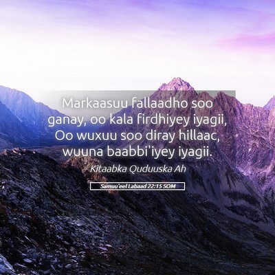 Picture 05 - Samuu'eel Labaad 22:15 SOM - Markaasuu fallaadho soo ganay, oo kala firdhiyey - Bible Verse Picture