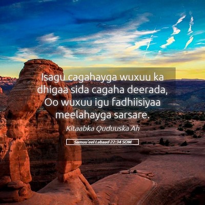 Picture 05 - Samuu'eel Labaad 22:34 SOM - Isagu cagahayga wuxuu ka dhigaa sida cagaha - Bible Verse Picture