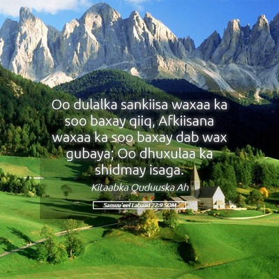 Picture 05 - Samuu'eel Labaad 22:9 SOM - Oo dulalka sankiisa waxaa ka soo baxay qiiq, - Bible Verse Picture