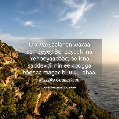 Picture 05 - Samuu'eel Labaad 23:22 SOM - Oo waxyaalahan waxaa sameeyey Benaayaah ina - Bible Verse Picture