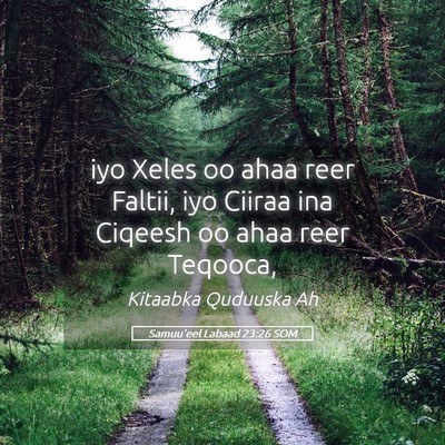 Picture 05 - Samuu'eel Labaad 23:26 SOM - iyo Xeles oo ahaa reer Faltii, iyo Ciiraa ina - Bible Verse Picture