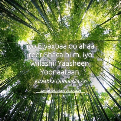Picture 05 - Samuu'eel Labaad 23:32 SOM - iyo Elyaxbaa oo ahaa reer Shacalbiim, iyo - Bible Verse Picture