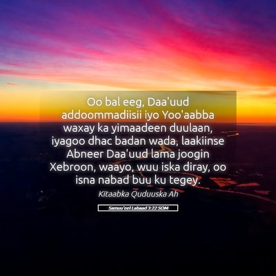 Picture 05 - Samuu'eel Labaad 3:22 SOM - Oo bal eeg, Daa'uud addoommadiisii iyo Yoo'aabba - Bible Verse Picture