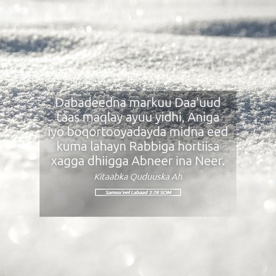 Picture 05 - Samuu'eel Labaad 3:28 SOM - Dabadeedna markuu Daa'uud taas maqlay ayuu yidhi, - Bible Verse Picture