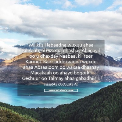Picture 05 - Samuu'eel Labaad 3:3 SOM - Wiilkiisii labaadna wuxuu ahaa Kile'aab, oo waxaa - Bible Verse Picture
