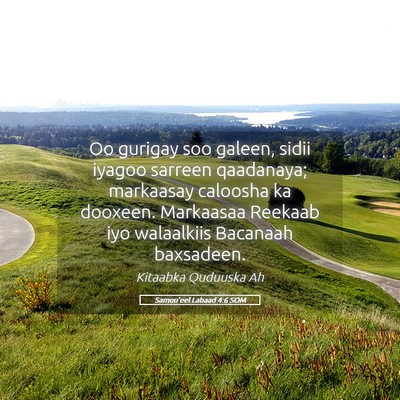Picture 05 - Samuu'eel Labaad 4:6 SOM - Oo gurigay soo galeen, sidii iyagoo sarreen - Bible Verse Picture