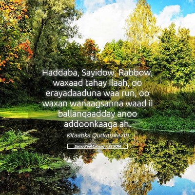 Picture 05 - Samuu'eel Labaad 7:28 SOM - Haddaba, Sayidow, Rabbow, waxaad tahay Ilaah, oo - Bible Verse Picture