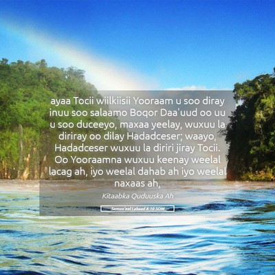 Picture 05 - Samuu'eel Labaad 8:10 SOM - ayaa Tocii wiilkiisii Yooraam u soo diray inuu - Bible Verse Picture