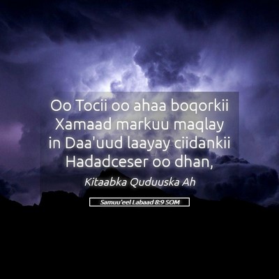 Picture 05 - Samuu'eel Labaad 8:9 SOM - Oo Tocii oo ahaa boqorkii Xamaad markuu maqlay in - Bible Verse Picture