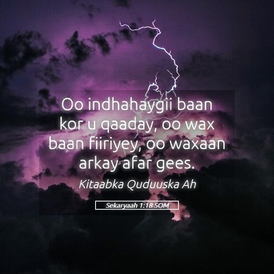 Picture 05 - Sekaryaah 1:18 SOM - Oo indhahaygii baan kor u qaaday, oo wax baan - Bible Verse Picture