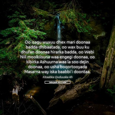 Picture 05 - Sekaryaah 10:11 SOM - Oo isagu wuxuu dhex mari doonaa badda dhibaatada, - Bible Verse Picture