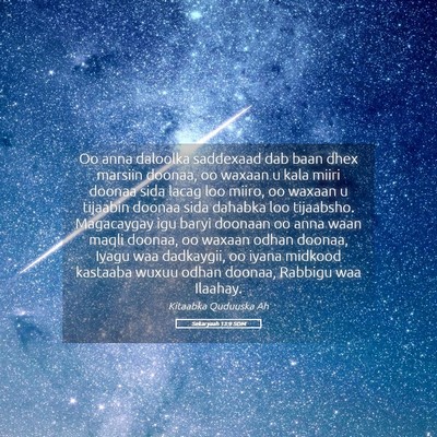 Picture 05 - Sekaryaah 13:9 SOM - Oo anna daloolka saddexaad dab baan dhex marsiin - Bible Verse Picture