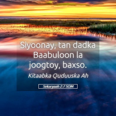 Picture 05 - Sekaryaah 2:7 SOM - Siyoonay, tan dadka Baabuloon la joogtoy, - Bible Verse Picture