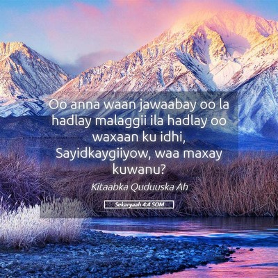 Picture 05 - Sekaryaah 4:4 SOM - Oo anna waan jawaabay oo la hadlay malaggii ila - Bible Verse Picture
