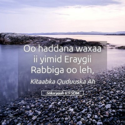 Picture 05 - Sekaryaah 6:9 SOM - Oo haddana waxaa ii yimid Eraygii Rabbiga oo - Bible Verse Picture