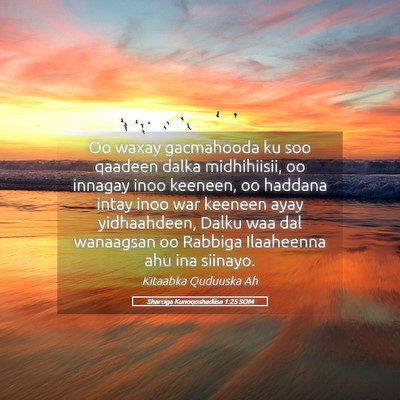 Picture 05 - Sharciga Kunoqoshadiisa 1:25 SOM - Oo waxay gacmahooda ku soo qaadeen dalka - Bible Verse Picture