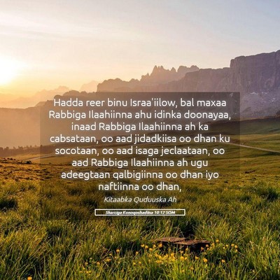 Picture 05 - Sharciga Kunoqoshadiisa 10:12 SOM - Hadda reer binu Israa'iilow, bal maxaa Rabbiga - Bible Verse Picture