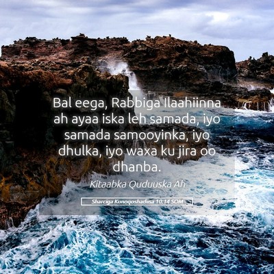 Picture 05 - Sharciga Kunoqoshadiisa 10:14 SOM - Bal eega, Rabbiga Ilaahiinna ah ayaa iska leh - Bible Verse Picture