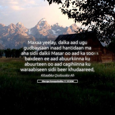 Picture 05 - Sharciga Kunoqoshadiisa 11:10 SOM - Maxaa yeelay, dalka aad ugu gudbaysaan inaad - Bible Verse Picture