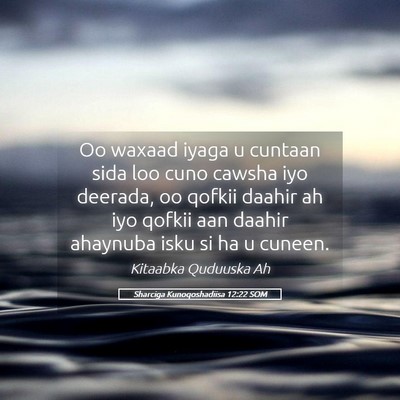 Picture 05 - Sharciga Kunoqoshadiisa 12:22 SOM - Oo waxaad iyaga u cuntaan sida loo cuno cawsha - Bible Verse Picture