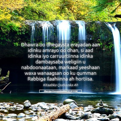 Picture 05 - Sharciga Kunoqoshadiisa 12:28 SOM - Dhawra oo dhegaysta erayadan aan idinku amrayo oo - Bible Verse Picture