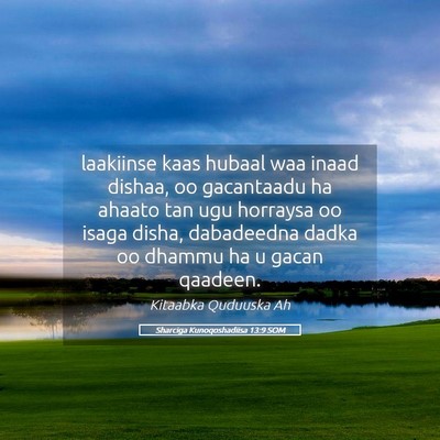 Picture 05 - Sharciga Kunoqoshadiisa 13:9 SOM - laakiinse kaas hubaal waa inaad dishaa, oo - Bible Verse Picture