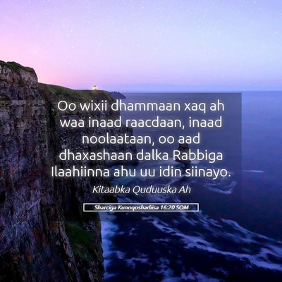 Picture 05 - Sharciga Kunoqoshadiisa 16:20 SOM - Oo wixii dhammaan xaq ah waa inaad raacdaan, - Bible Verse Picture