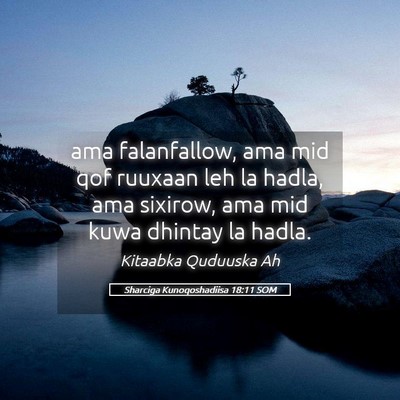 Picture 05 - Sharciga Kunoqoshadiisa 18:11 SOM - ama falanfallow, ama mid qof ruuxaan leh la - Bible Verse Picture