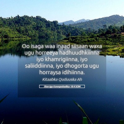 Picture 05 - Sharciga Kunoqoshadiisa 18:4 SOM - Oo isaga waa inaad siisaan waxa ugu horreeya - Bible Verse Picture