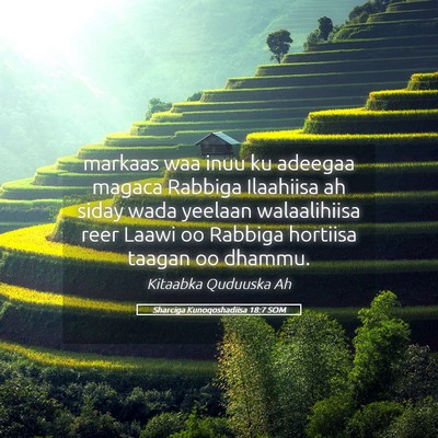 Picture 05 - Sharciga Kunoqoshadiisa 18:7 SOM - markaas waa inuu ku adeegaa magaca Rabbiga - Bible Verse Picture