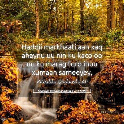 Picture 05 - Sharciga Kunoqoshadiisa 19:16 SOM - Haddii markhaati aan xaq ahaynu uu nin ku kaco oo - Bible Verse Picture