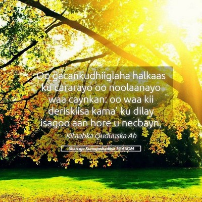 Picture 05 - Sharciga Kunoqoshadiisa 19:4 SOM - Oo gacankudhiiglaha halkaas ku cararayo oo - Bible Verse Picture