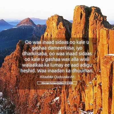 Picture 05 - Sharciga Kunoqoshadiisa 22:3 SOM - Oo waa inaad sidaas oo kale u gashaa dameerkiisa, - Bible Verse Picture
