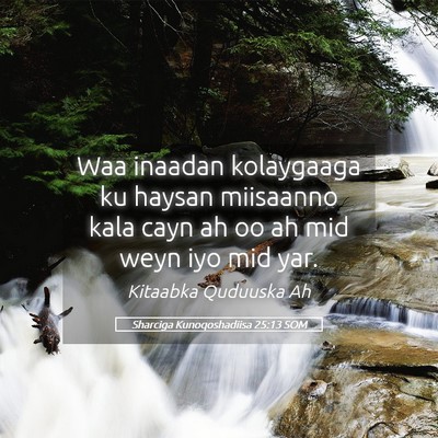 Picture 05 - Sharciga Kunoqoshadiisa 25:13 SOM - Waa inaadan kolaygaaga ku haysan miisaanno kala - Bible Verse Picture