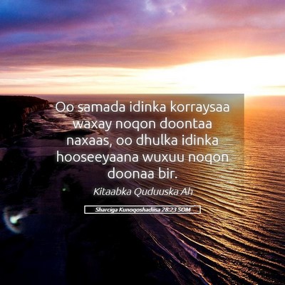 Picture 05 - Sharciga Kunoqoshadiisa 28:23 SOM - Oo samada idinka korraysaa waxay noqon doontaa - Bible Verse Picture