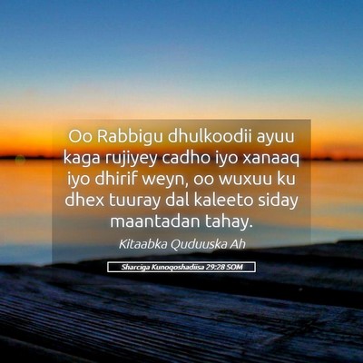 Picture 05 - Sharciga Kunoqoshadiisa 29:28 SOM - Oo Rabbigu dhulkoodii ayuu kaga rujiyey cadho iyo - Bible Verse Picture