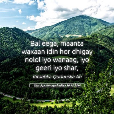 Picture 05 - Sharciga Kunoqoshadiisa 30:15 SOM - Bal eega, maanta waxaan idin hor dhigay nolol iyo - Bible Verse Picture