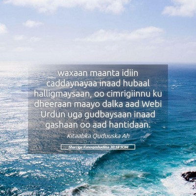 Picture 05 - Sharciga Kunoqoshadiisa 30:18 SOM - waxaan maanta idiin caddaynayaa inaad hubaal - Bible Verse Picture