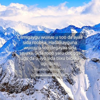 Picture 05 - Sharciga Kunoqoshadiisa 32:2 SOM - Cilmigaygu wuxuu u soo da'ayaa sida roobka, - Bible Verse Picture