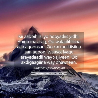 Picture 05 - Sharciga Kunoqoshadiisa 33:9 SOM - Kii aabbihiis iyo hooyadiis yidhi, Anigu ma arag, - Bible Verse Picture