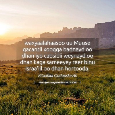Picture 05 - Sharciga Kunoqoshadiisa 34:12 SOM - waxyaalahaasoo uu Muuse gacantii xoogga badnayd - Bible Verse Picture