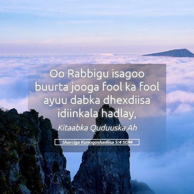 Picture 05 - Sharciga Kunoqoshadiisa 5:4 SOM - Oo Rabbigu isagoo buurta jooga fool ka fool ayuu - Bible Verse Picture