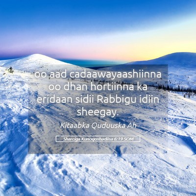 Picture 05 - Sharciga Kunoqoshadiisa 6:19 SOM - oo aad cadaawayaashiinna oo dhan hortiinna ka - Bible Verse Picture