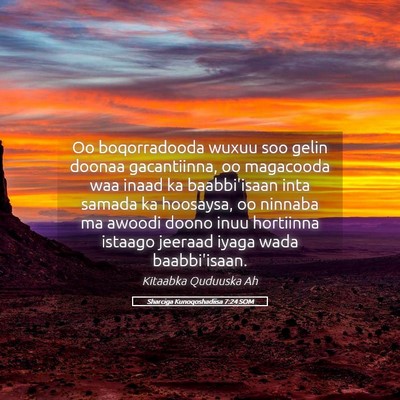 Picture 05 - Sharciga Kunoqoshadiisa 7:24 SOM - Oo boqorradooda wuxuu soo gelin doonaa - Bible Verse Picture