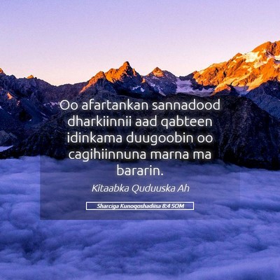 Picture 05 - Sharciga Kunoqoshadiisa 8:4 SOM - Oo afartankan sannadood dharkiinnii aad qabteen - Bible Verse Picture